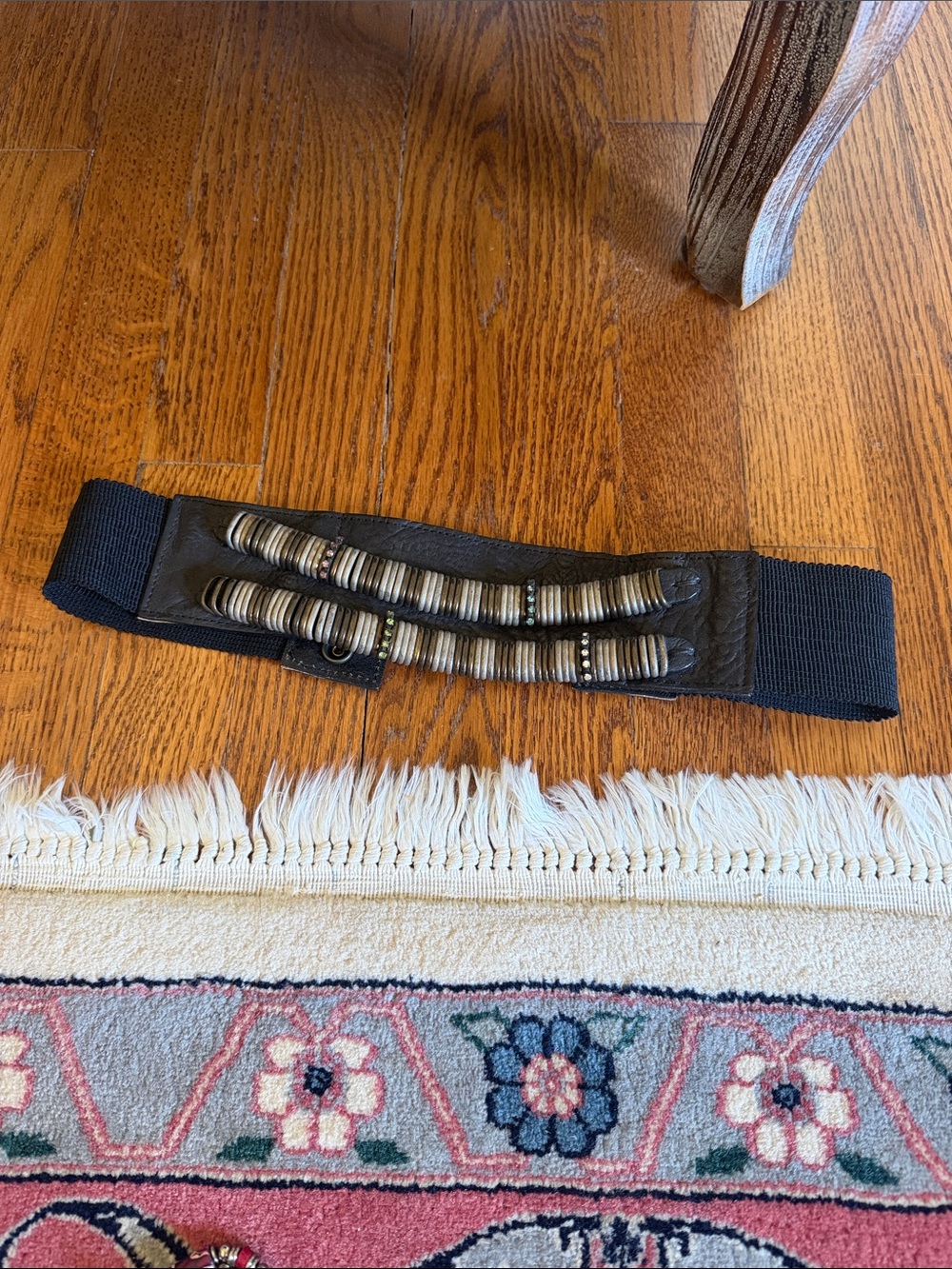 Fornarina Black Beaded Elastic Statement Belt xsmall